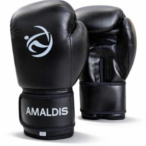 Mănuși AMALDIS negre pentru kickboxing, 12 oz, 9507